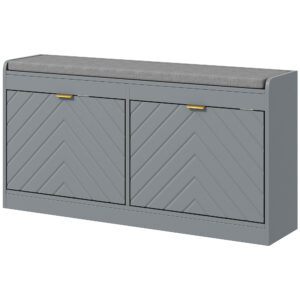 Shoe Storage with Seat, Upholstered Hallway Bench, Shoe Bench with 2 Flip Drawers and 4 Vents for 8 Pairs of Shoes
