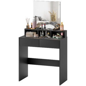 Makeup Vanity Desk with Mirror, for Bedroom, Modern Dressing Table with Drawers, Compartments, Black