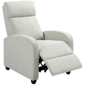 Fabric Recliner Chair Manual Home Theater Seating Single Reclining Sofa Chair with Padded Seat, Cream White