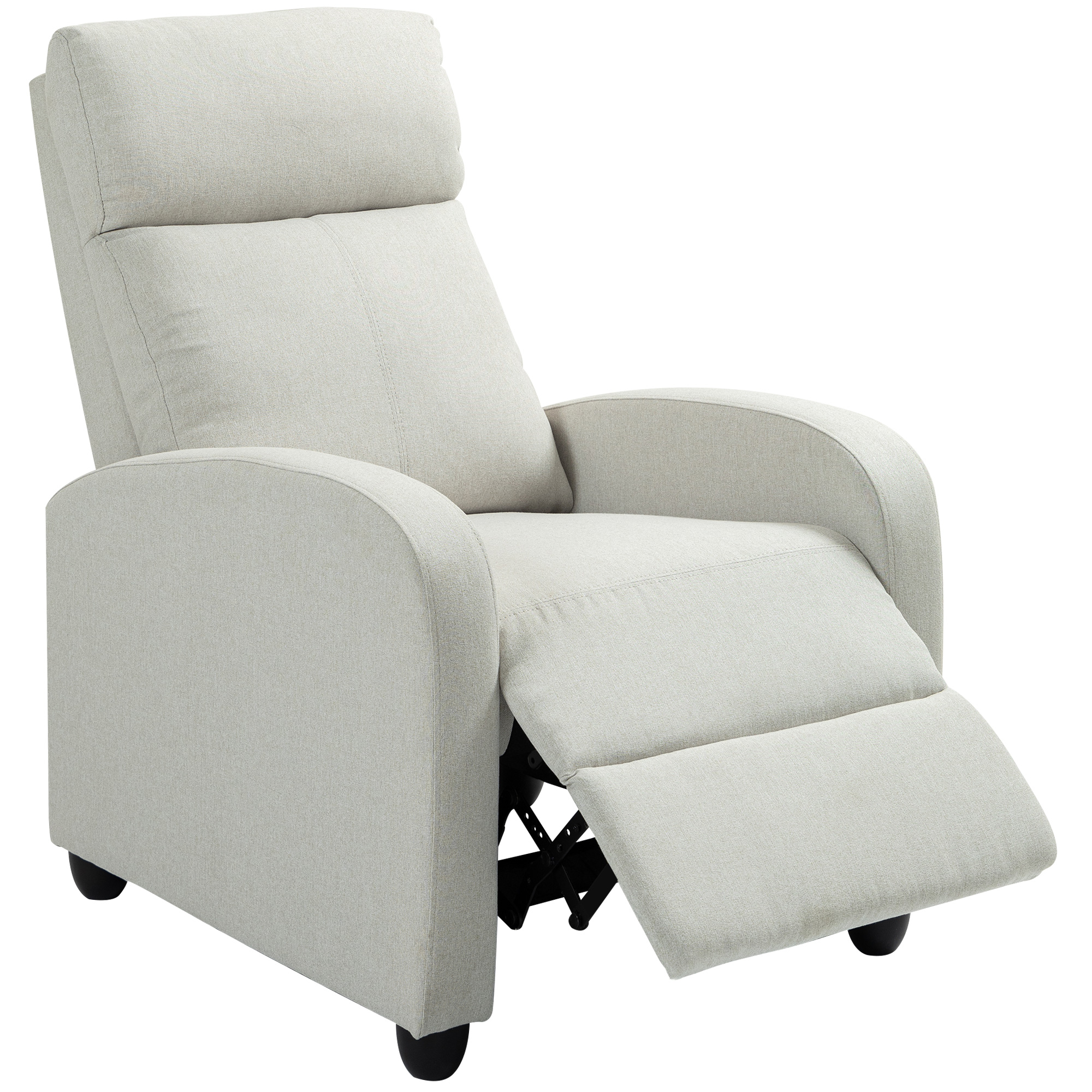 Fabric Recliner Chair Manual Home Theater Seating Single Reclining Sofa Chair with Padded Seat, Cream White