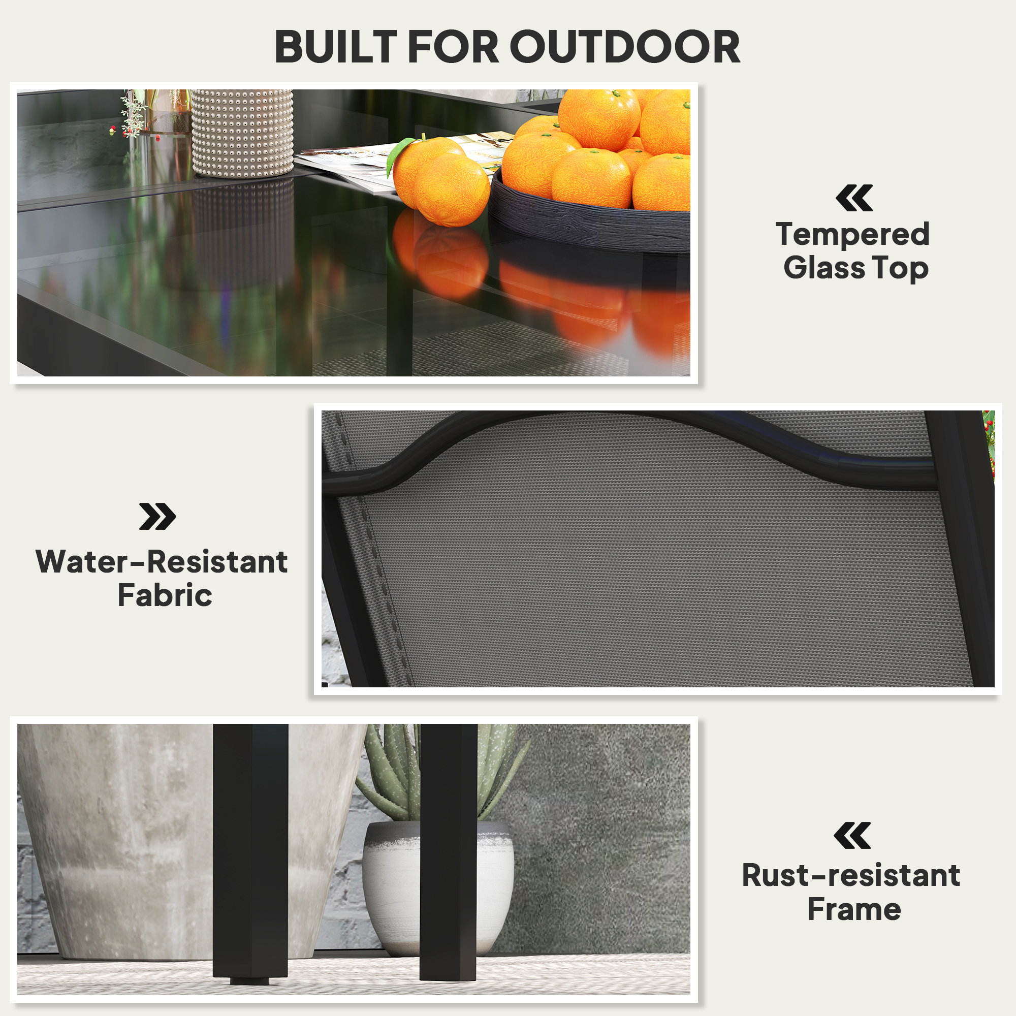 5 Piece Patio Dining Set with 4 Stackable Chairs, Tempered Glass Top, Rust-Resistant Metal Frame - Image 4