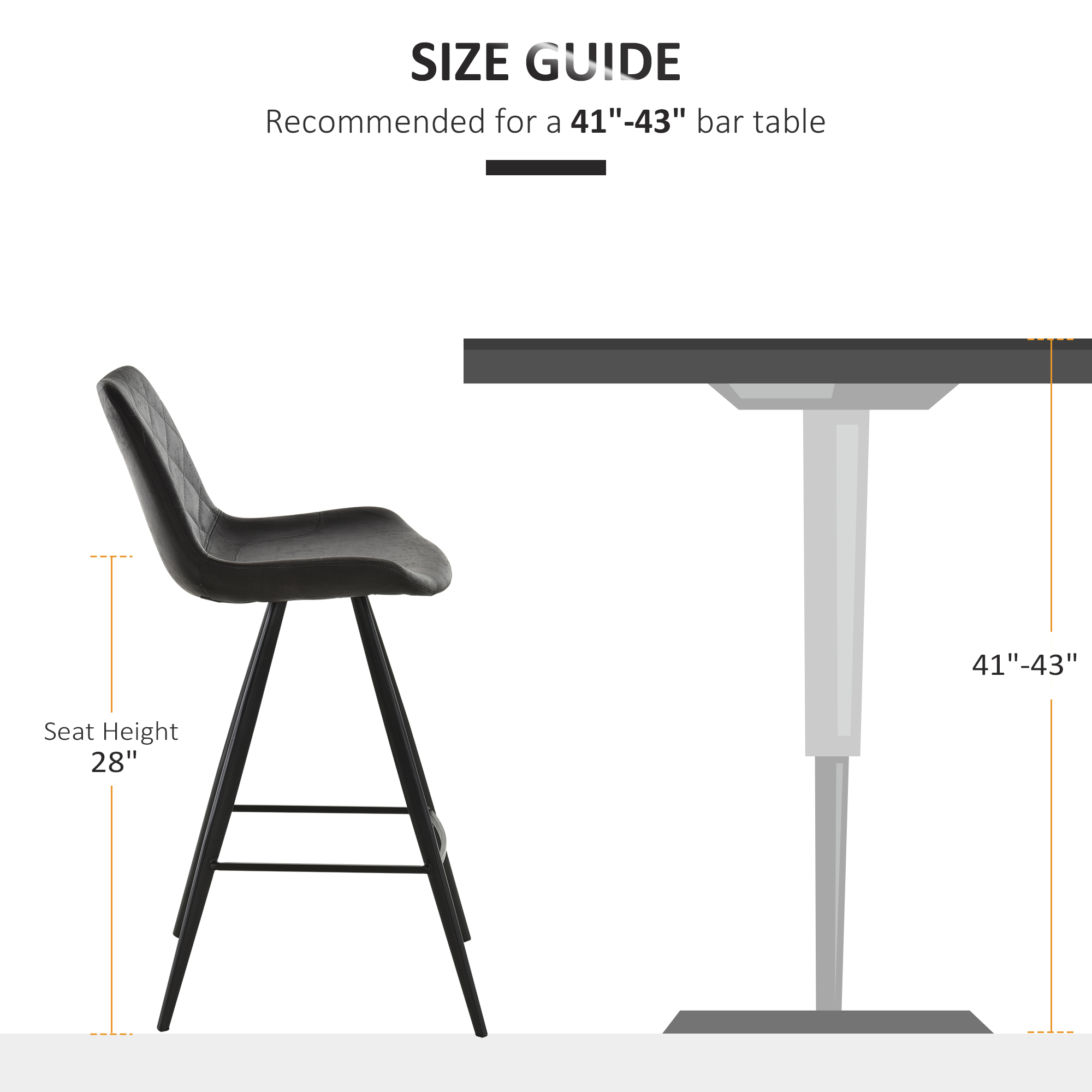Set of 2 Microfiber Cloth Bar Stools, Multi-functional Kitchen Stools, Bar Chair with Metal Leg Padded Cushion Seat for Dining, Black - Image 5