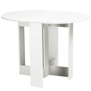 Folding Dining Table, 41" Drop Leaf Table for Small Spaces, Oval Foldable Table for Kitchen, Dining Room, White