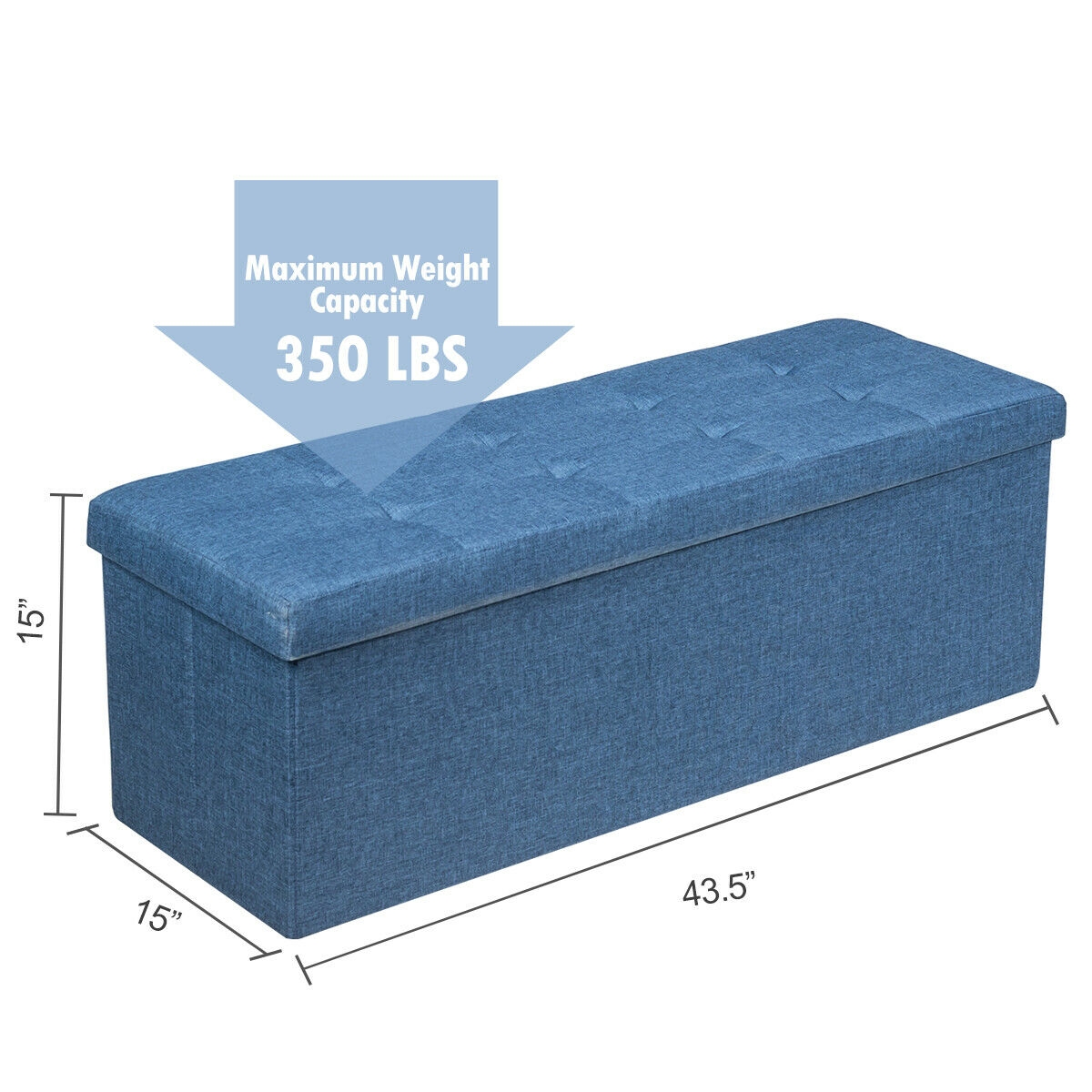 Fabric Folding Storage with Divider Bed End Bench-Navy - Image 3