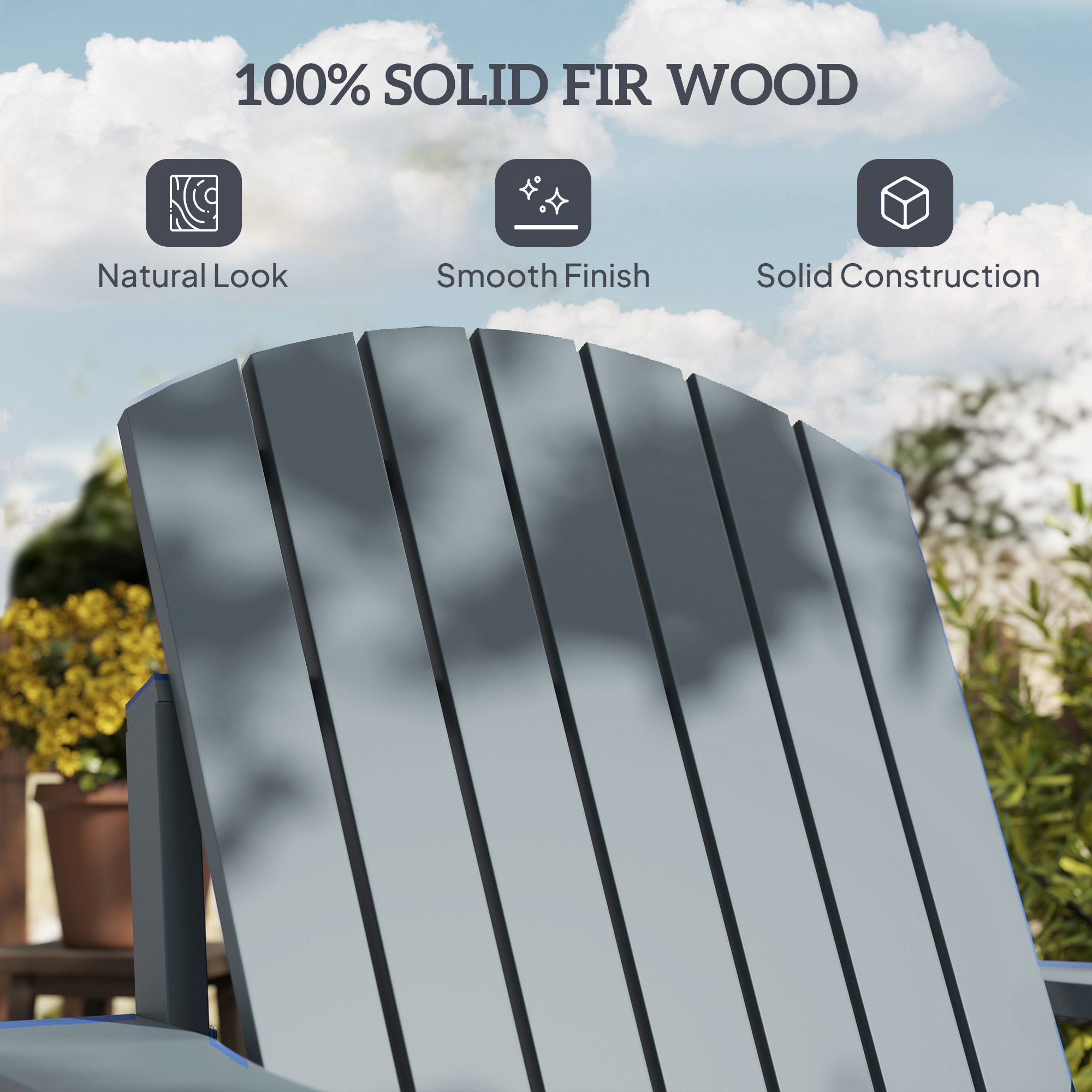 Classic Adirondack Chair, Muskoka Chairs, Garden Deck Chair with Cup Holder for Patio, Indoor, Backyard, Dark Grey - Image 4