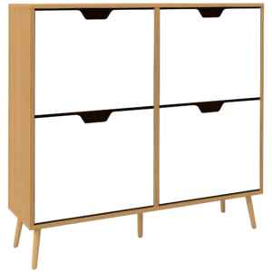 Shoe Storage Cabinet with 4 Flip Drawers and Adjustable Shelf, Shoe Cabinet for 8-16 Pairs of Shoes, Natural