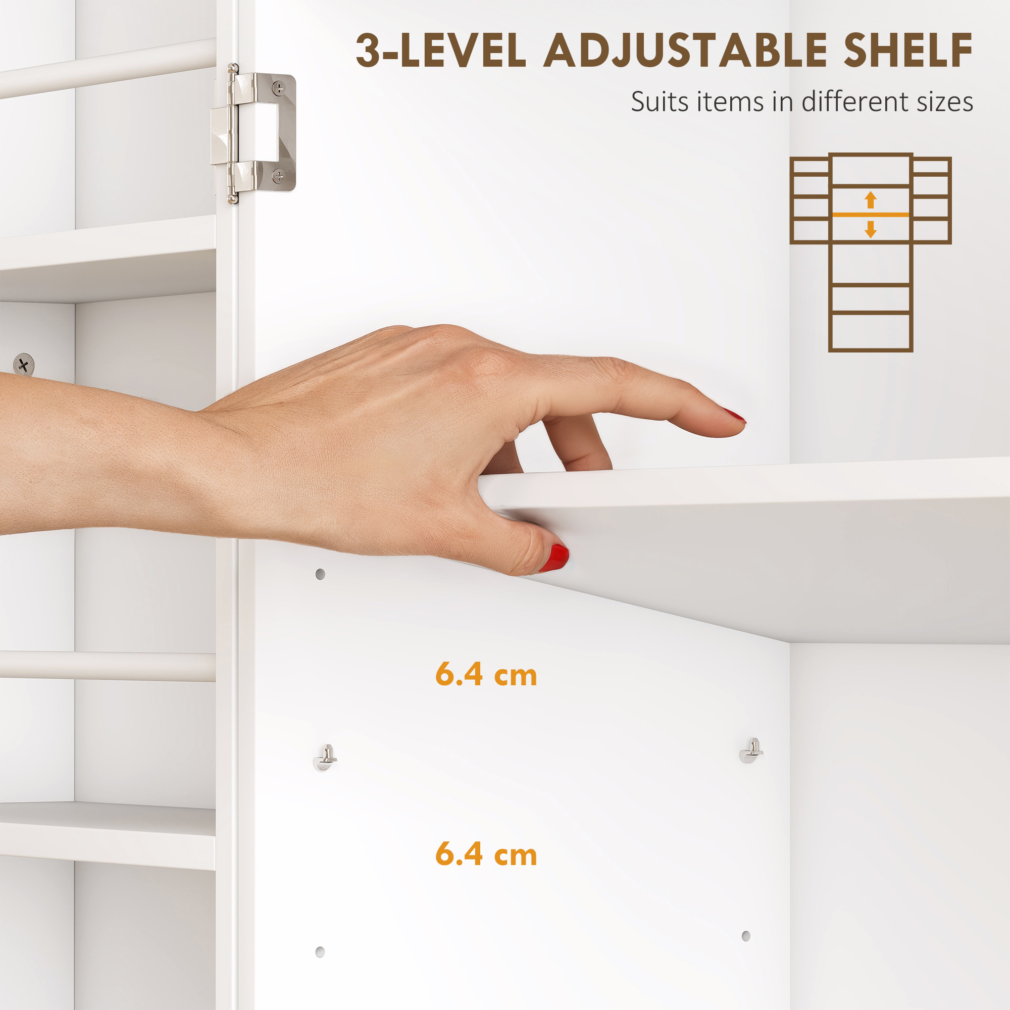 72" Kitchen Pantry Cabinet, Farmhouse Storage Cabinet with 4 Doors, Drawer, 8 Door Shelves and Adjustable Shelf, White - Image 3