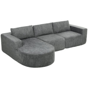 L Shaped Cloud Boneless Couch, Modular Sectional Sofa with Chaise and Deep Seat for Living Room, Bedroom, Dark Grey