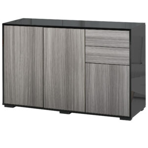 Kitchen Sideboard Storage Cabinet, Modern Coffee Bar with Push-Open Design and 2 Drawers for Living Room, Black