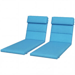 Patio Chaise Lounge Chair Cushions Replacement Sun Lounger Pads with Headrest and Ties, Set of 2, Turquoise
