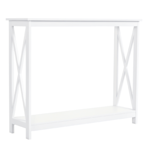 40" Console Table, 2 Tier X-Design Narrow Entryway Table with Storage Shelf for Behind Couch, Living Room, Hallway, White