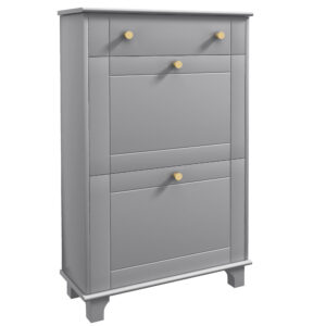 Slim Shoe Storage with 2 Flip Drawers and Adjustable Shelves Shoe Cabinet Organizer for 8 Pair, Grey