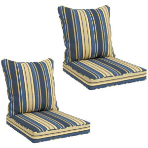 Seat Cushion Back Pillows Replacement Set of 2, Patio Chair Cushions Set for Indoor Outdoor, Blue