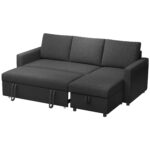 83" Sofa Bed, Pull Out Sleeper L Shaped Sectional Couch with Reversible Storage Chaise, Wide and Deep Seat, Black
