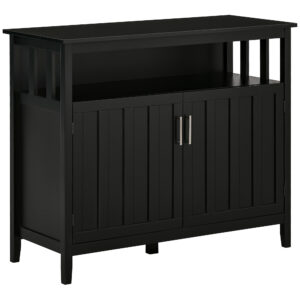 Sideboard Buffet Server Storage Cabinet Console Table with 2 Doors and Adjustable Shelves for Kitchen & Dining Room, Black