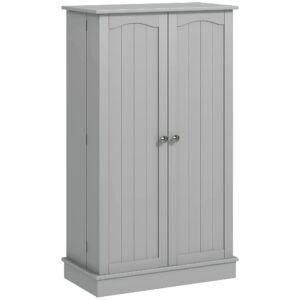 41" Storage Cabinet, 2-Door Kitchen Pantry Cabinet with 5-tier Shelving, 12 Spice Racks and Adjustable Shelves, Grey