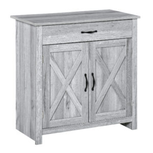 Farmhouse Sideboard Buffet Cabinet, Storage Cabinet with Barn Doors, Grey Grain