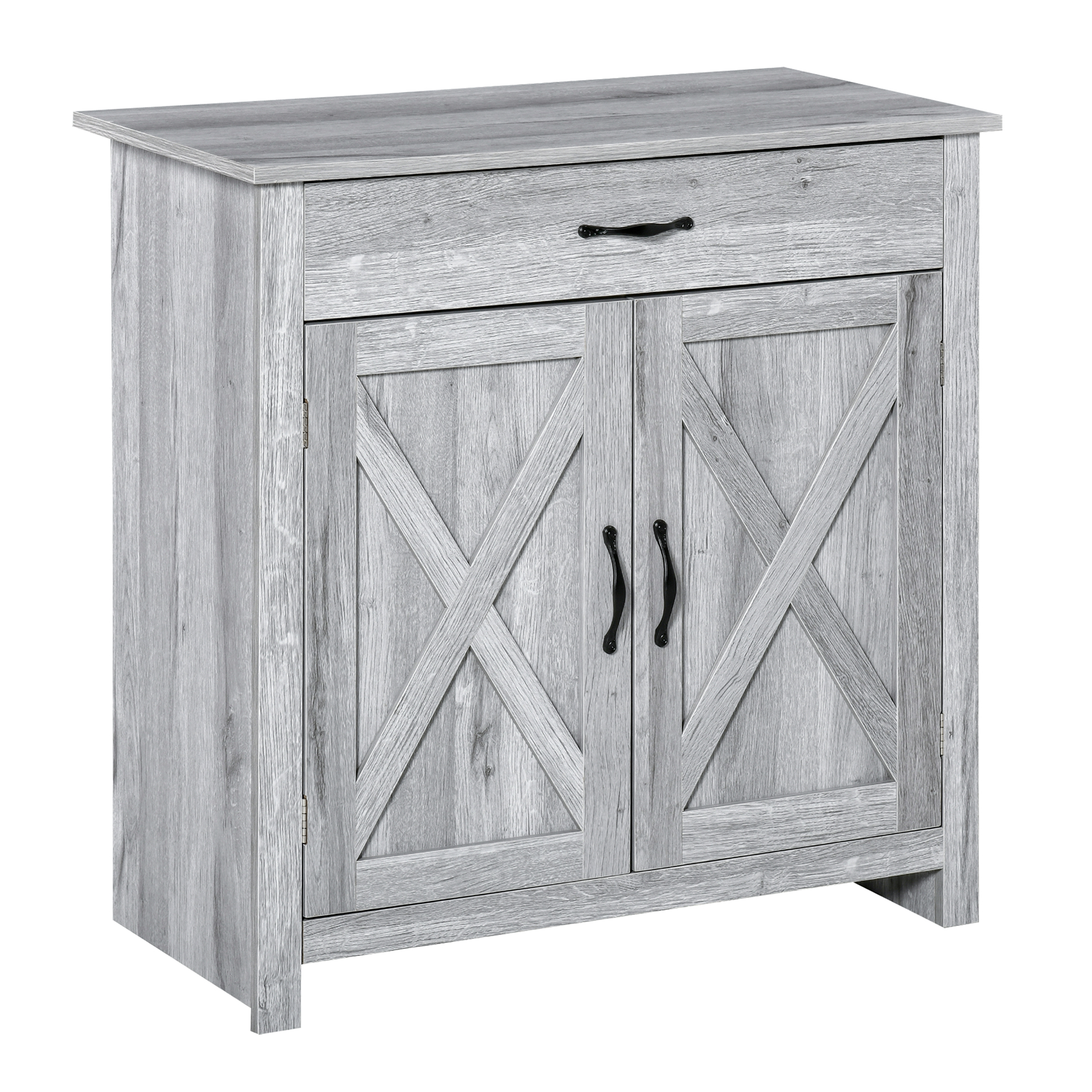 Farmhouse Sideboard Buffet Cabinet, Storage Cabinet with Barn Doors, Grey Grain