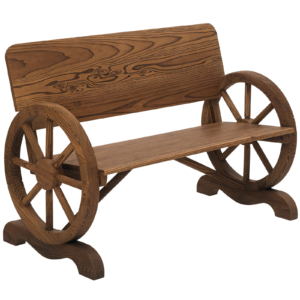 Wooden Wagon Wheel Bench Rustic Design 2 Seater Garden Outdoor Chair High Back Loveseat
