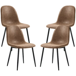 Retro Dining Table Chairs Set of 4, PU Leather Upholstered Kitchen Table Chairs for Living Room, Bedroom