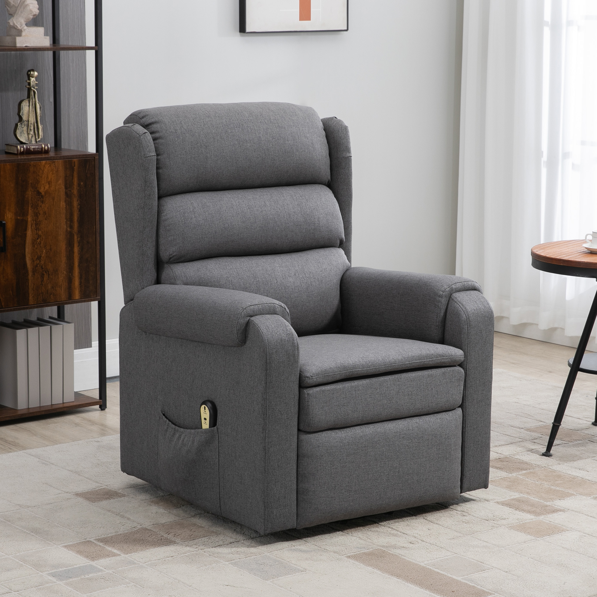 Lift Chair for Elderly, Power Chair Recliner with Footrest, Remote Control, Side Pockets for Living Room, Grey - Image 6