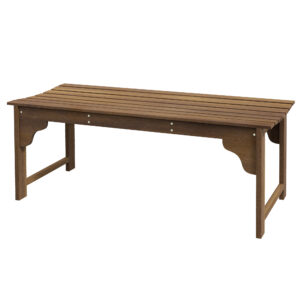 Wooden Garden Bench, Patio Double Park Bench with Slatted Seat, Front Porch Backless Bench, Teak