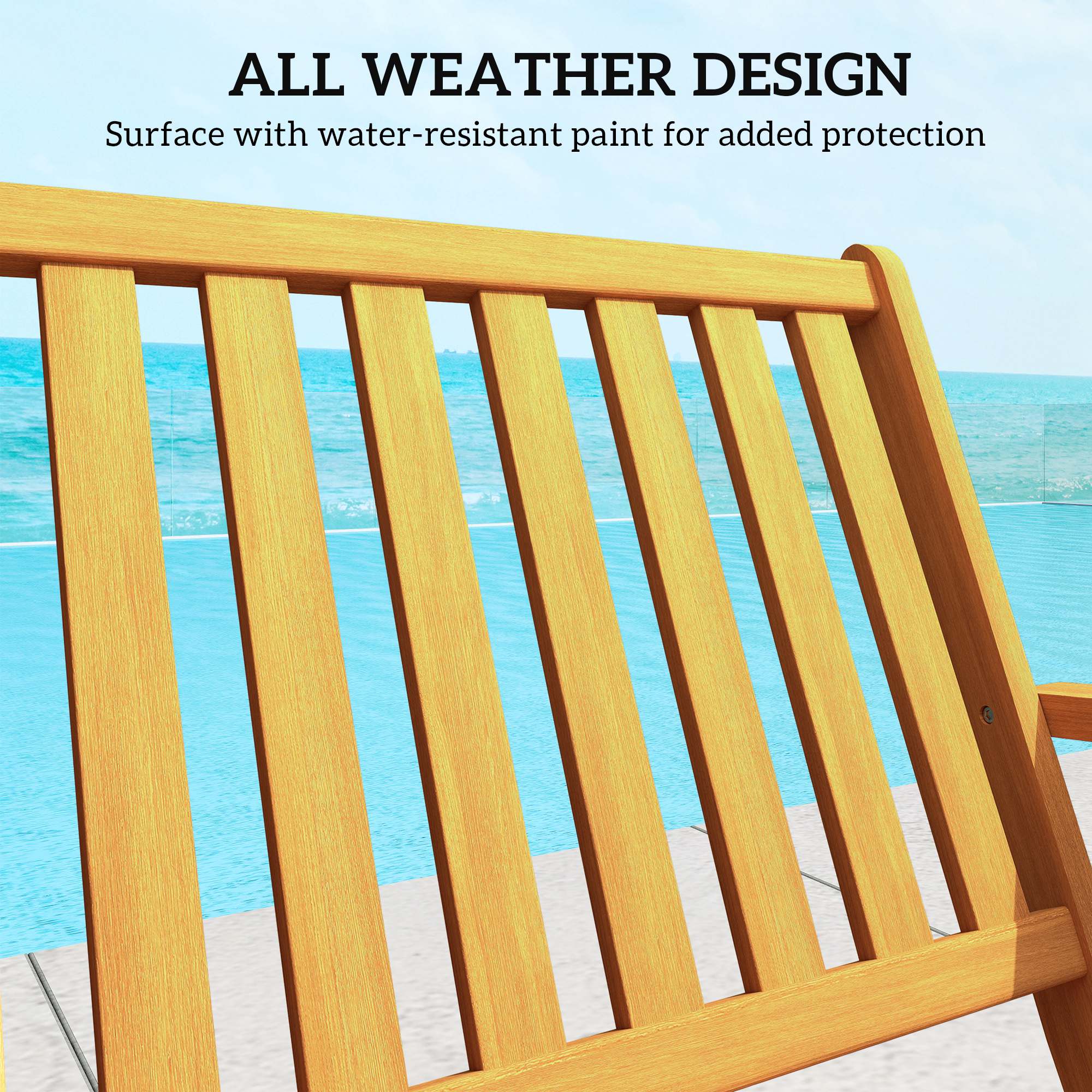 46.5" Foldable Wood Outdoor Bench with Backrest and Armrests for Outdoors, Patio, Porch, Park, Teak - Image 4