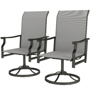Patio Swivel Chair Set of 2, Swivel Rocker Outdoor Chairs with High Back, for Lawn Garden Backyard Deck, Light Grey