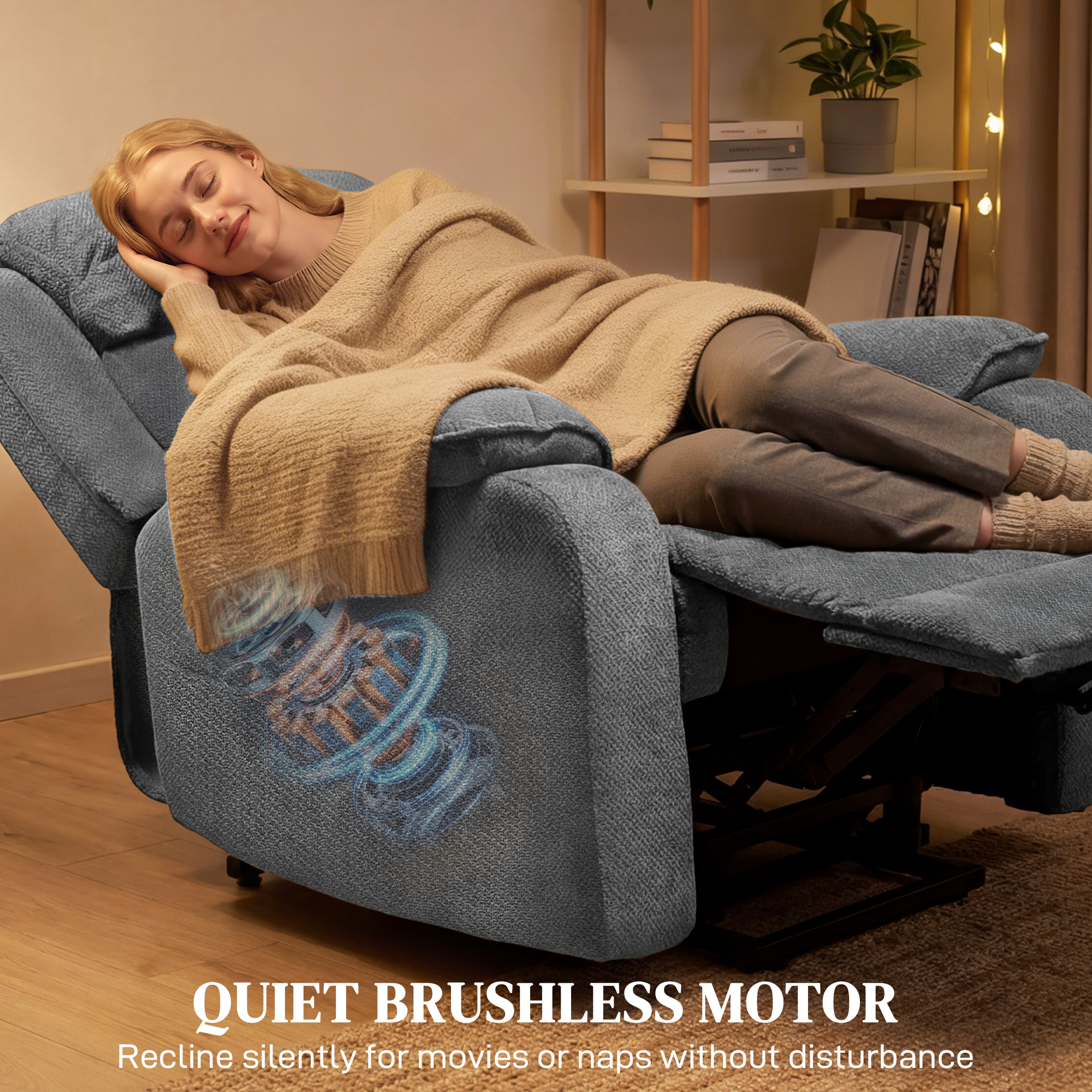 Power Recliner Chair with Massage, Electric Lift Chair for Elderly with Side Pockets, 2 Memory Positions, Remote, Grey - Image 5