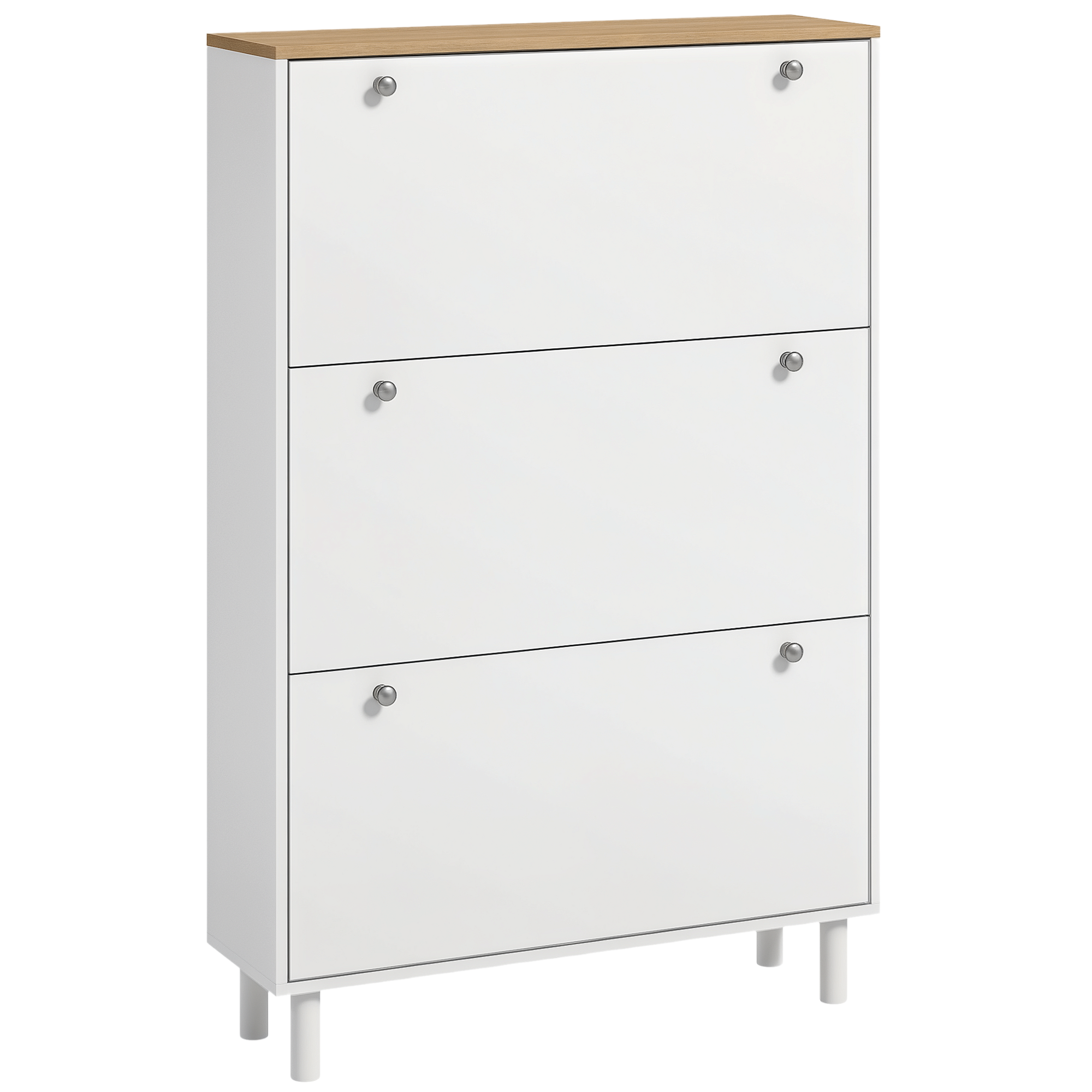 Shoe Storage with 3 Flip Drawers and Adjustable Shelves, Entryway Shoe Storage Cabinet for 24 Pairs of Shoes, White