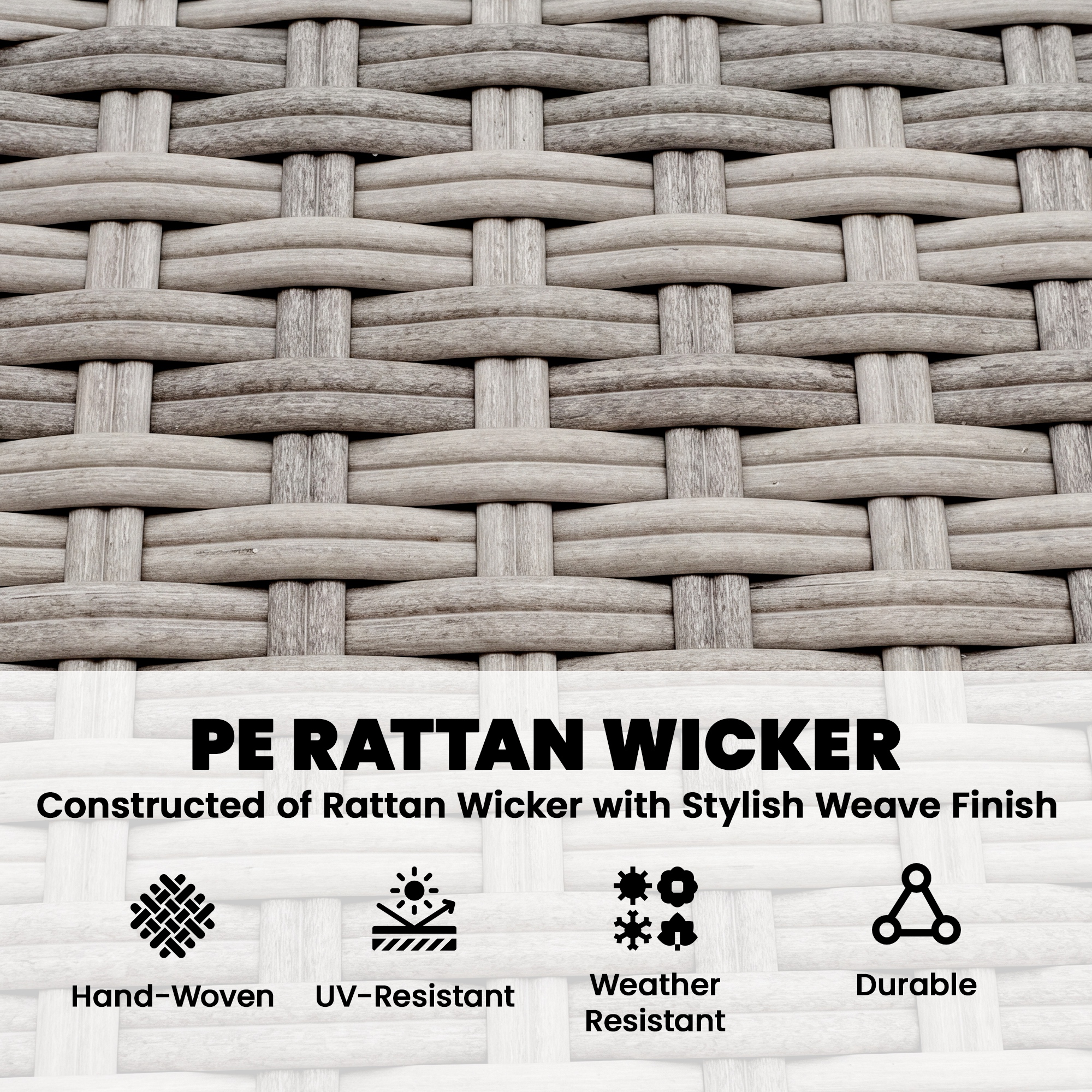 3pcs Modern Rattan Sofa Set, Wicker Patio Furniture Set with Coffee Table, Cushions, Pillows - Image 2