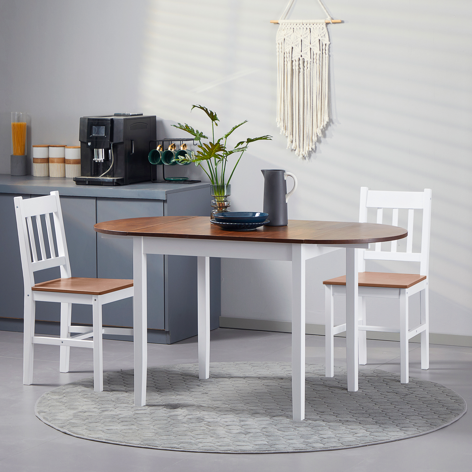 Solid Wood Kitchen Table, Drop Leaf Tables for Small Spaces, Folding Dining Table, Brown - Image 6
