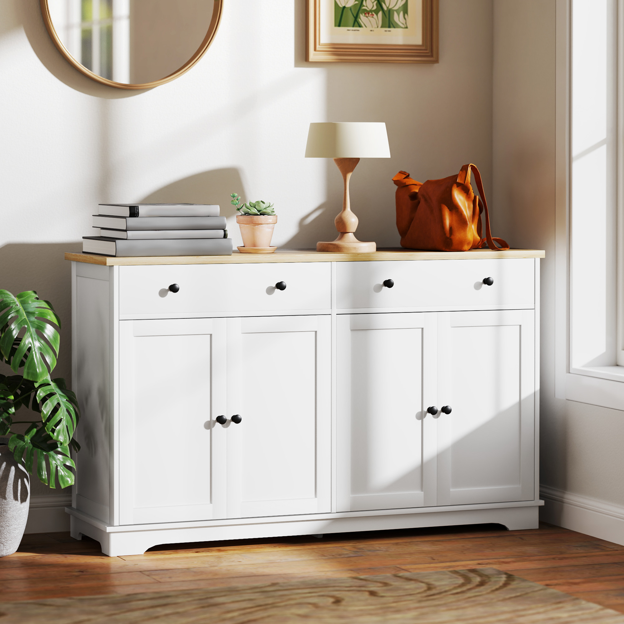 Modern Sideboard, Buffet Cabinet with Storage Drawers, Adjustable Shelves for Living Room, Dining Room, Entryway, White - Image 6