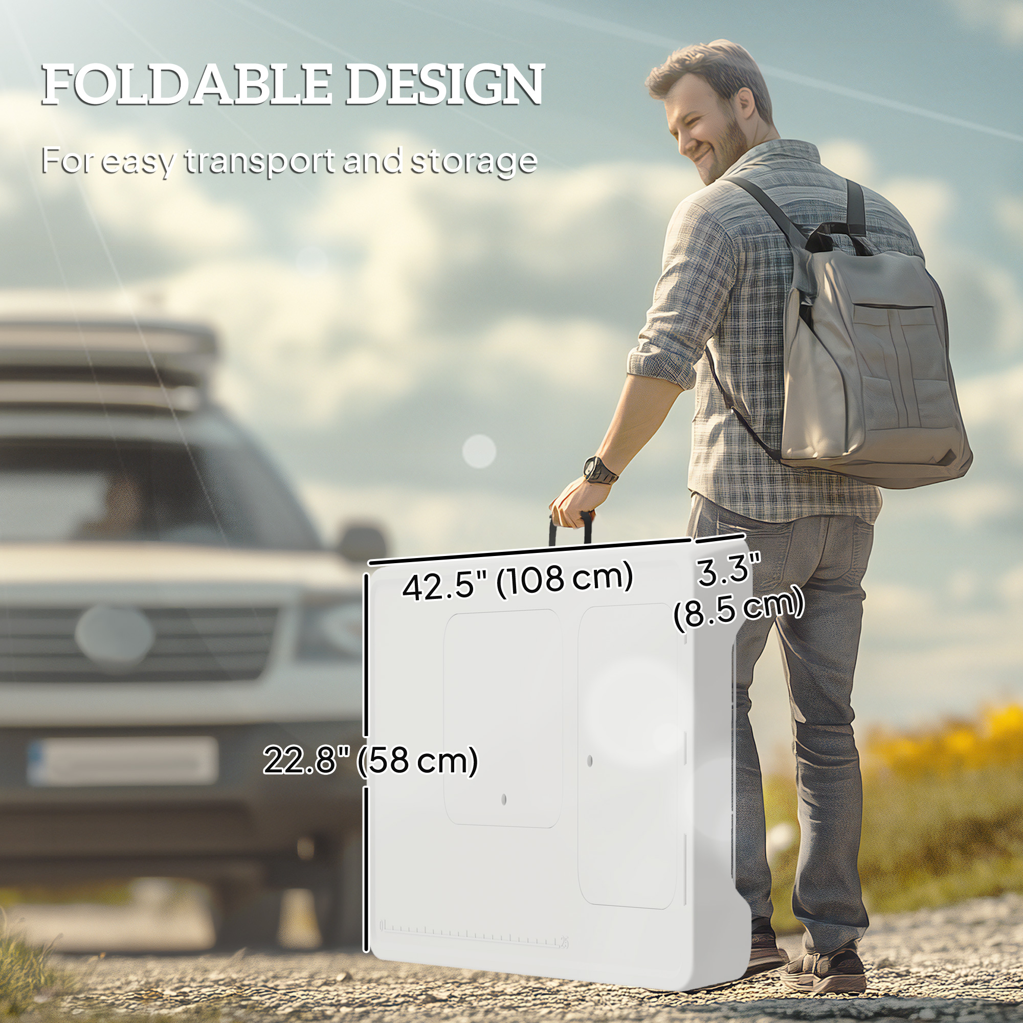 Folding Fish Cleaning Table with Sinks, Camping Sink with Faucet Drainage Hose Sprayer Shelf Drawer Storage Basket, Outdoor Sink Station for Beach Patio Picnic, White - Image 5