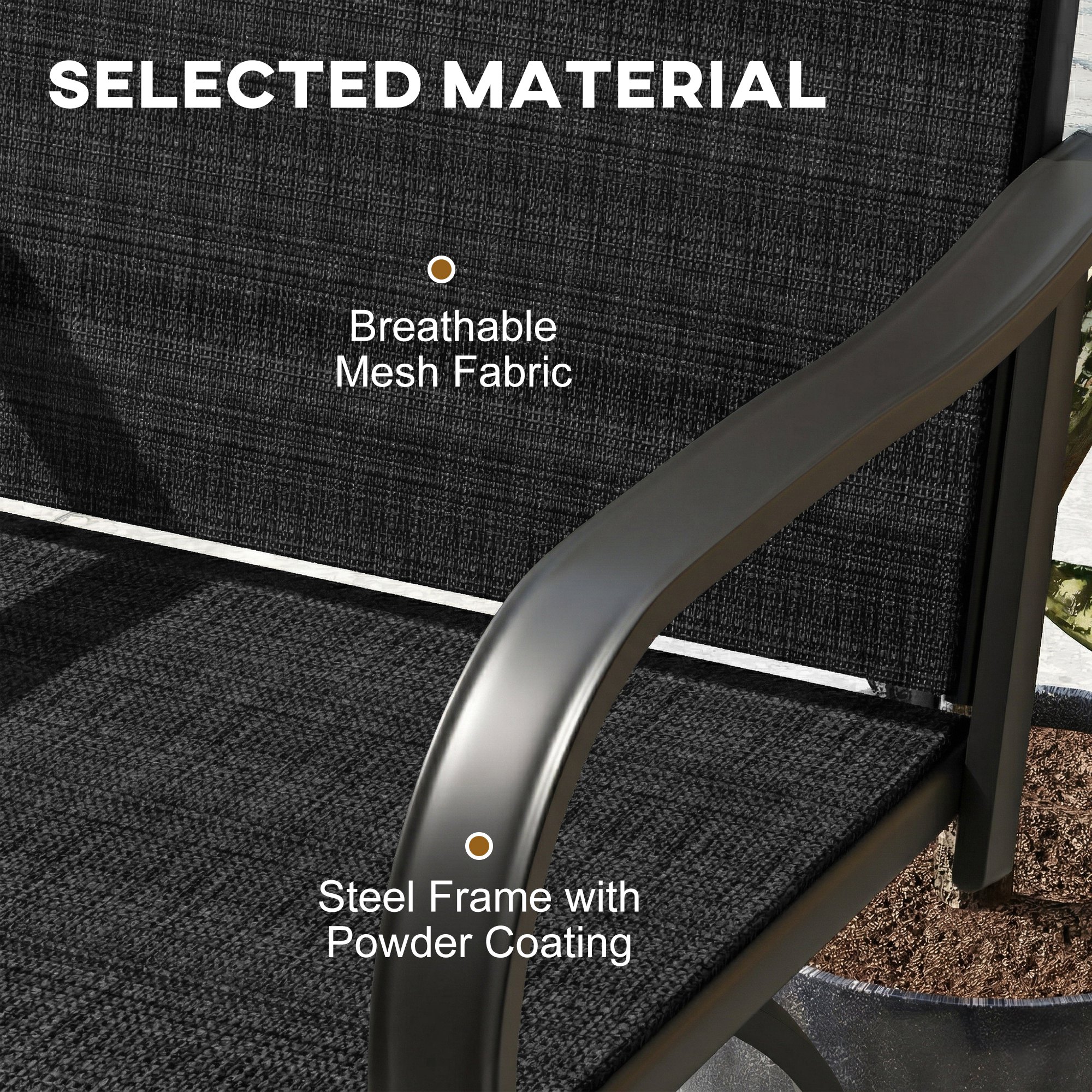 Outdoor Bar Stools Set of 2, 360° Swivel Bar Height Chairs, 26.8" x 29.5" x 48.4", Black - Image 4