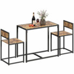 Dining Table Set, Industrial Dining Set for 2, Kitchen Table and Chairs for Small Space, Dining Room Table with Chairs