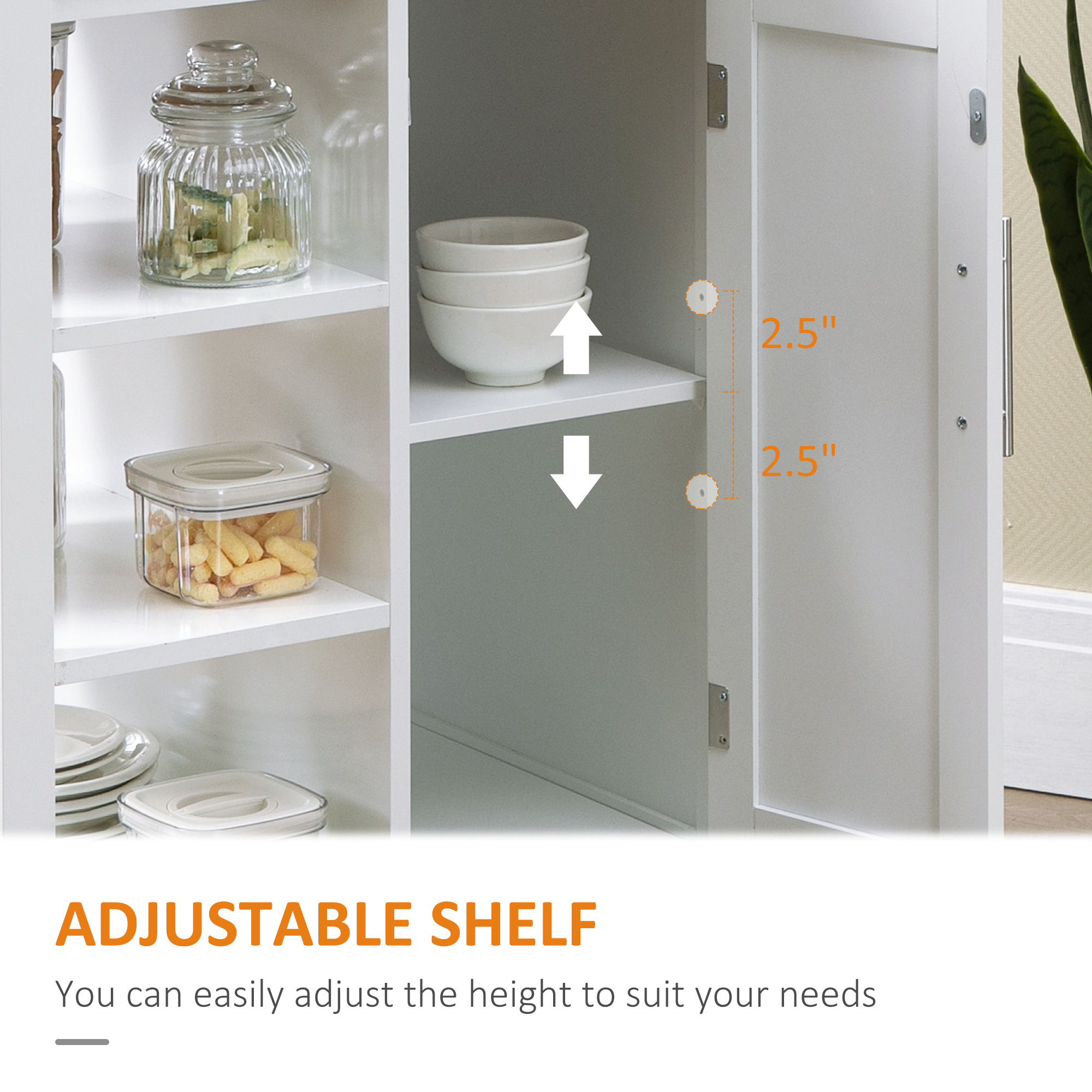 Kitchen Island, Compact Kitchen Cart on Wheels with Open Shelf & Storage Drawer for Dining Room, Kitchen, White - Image 4