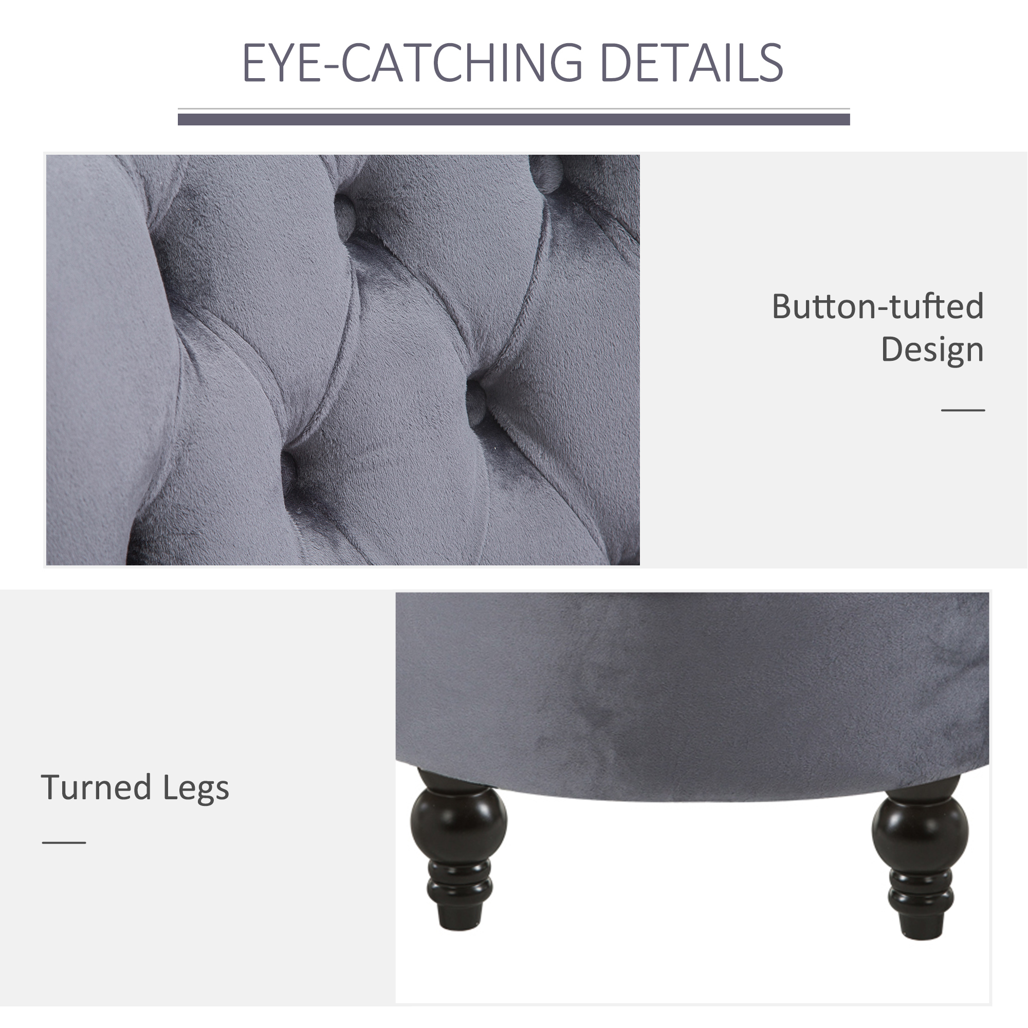 45" Tufted High Back Velvet Accent Chair Living Room Soft Padded Couch Lounge Ash Grey - Image 3