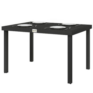 Aluminum Outdoor Dining Table for 6, Patio Rectangular Table, 47.2" x 35.4" x 29.1", Black
