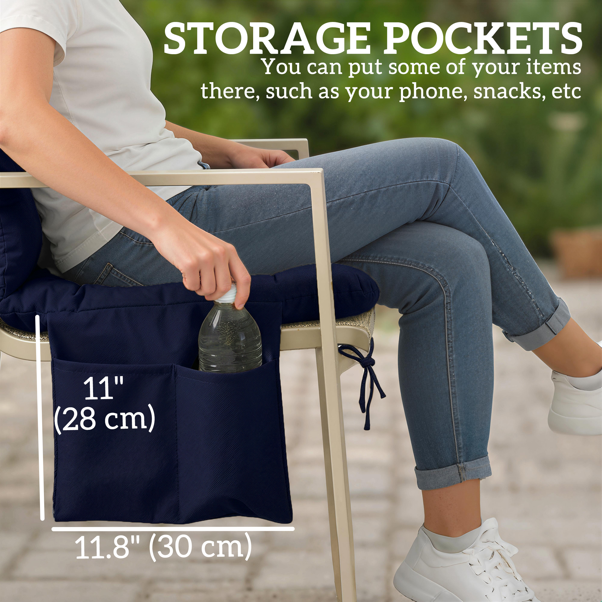 Bench Cushion Water-Repellent Outdoor Furniture Pad Seater Swing Chair 59.1" x 39.4" Navy Blue - Image 4