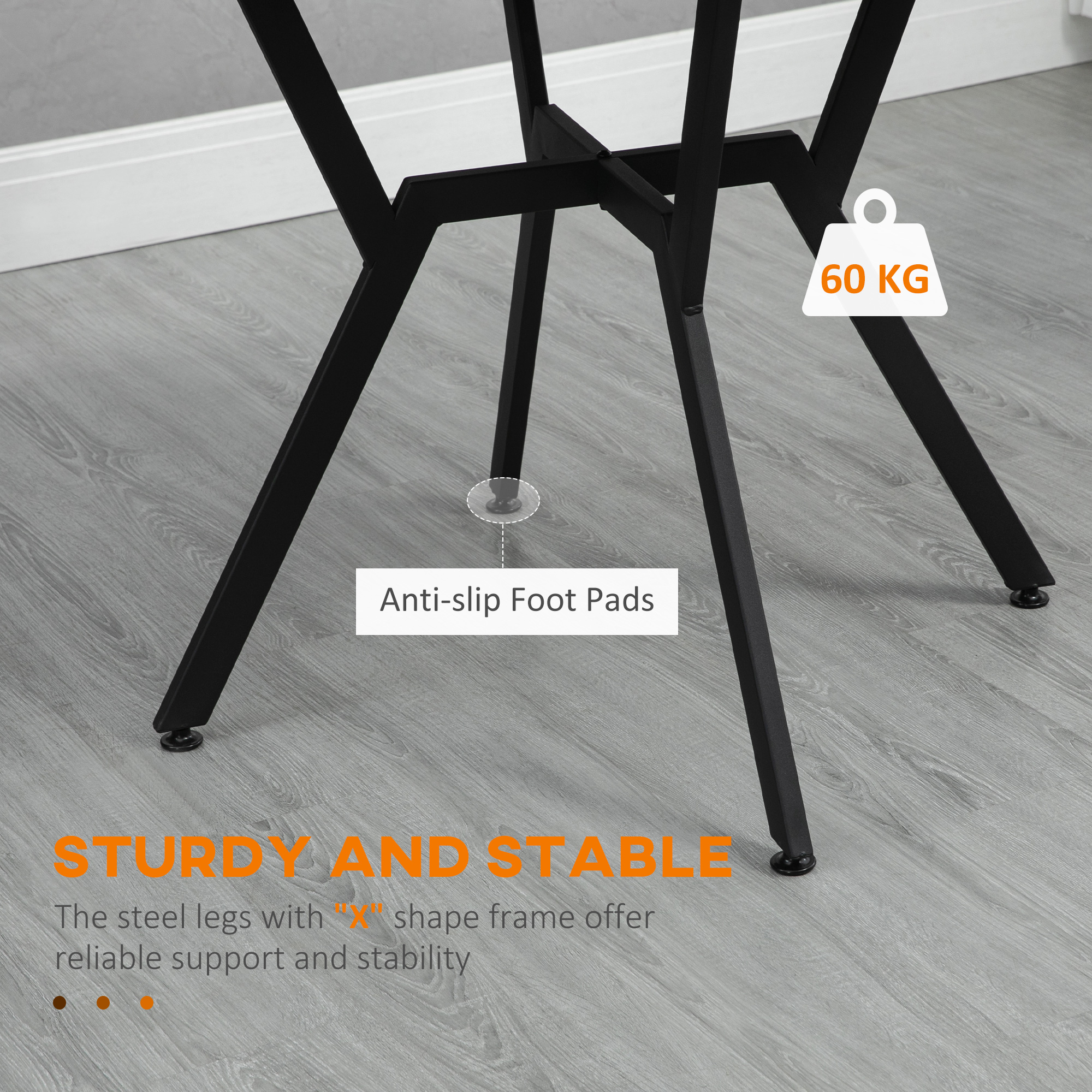 35" Round Dining Table, Modern Dining Room Table with Steel Frame, Space Saving Small Kitchen Table, Brown - Image 3
