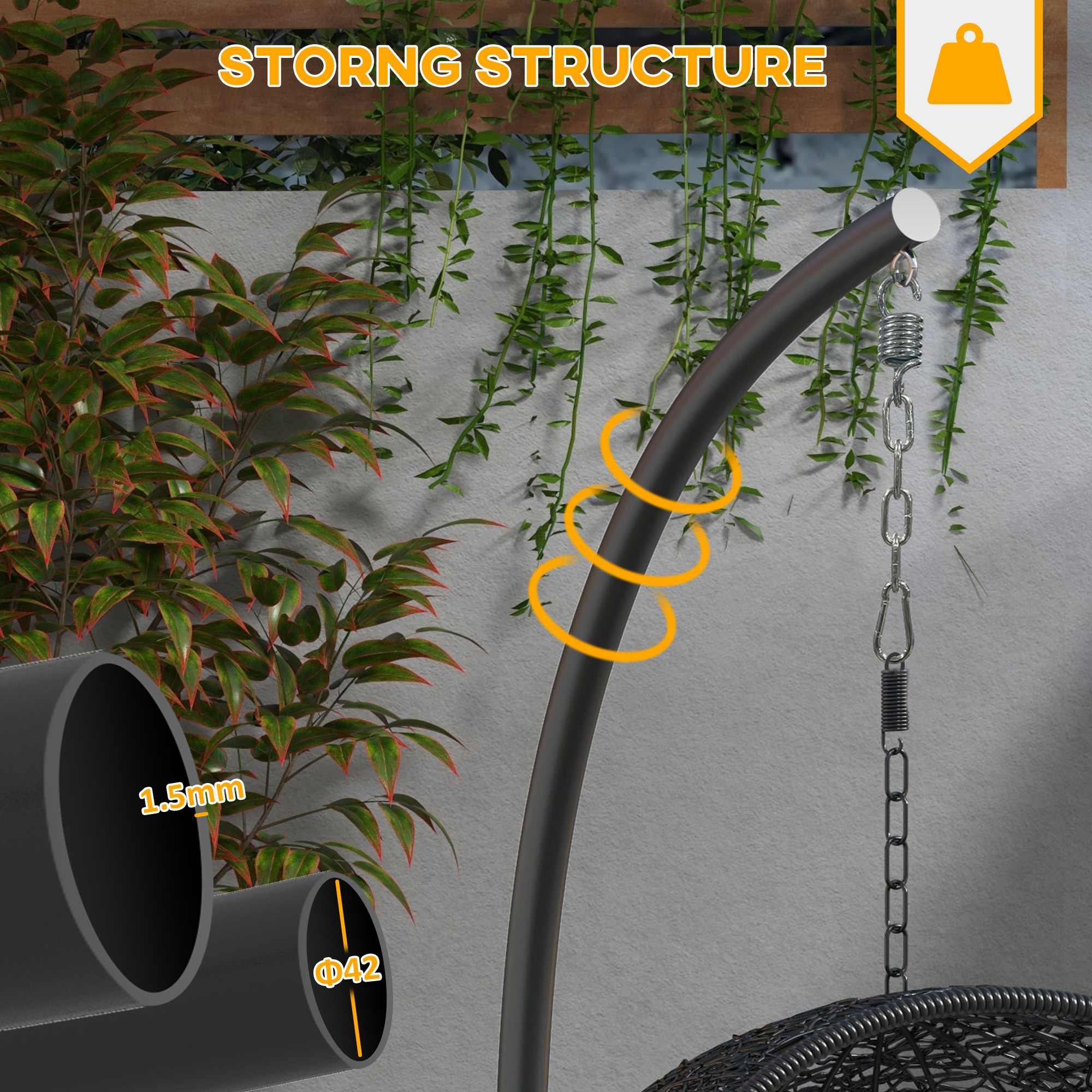 Hanging Hammock Chair Stand with Round Base, Heavy Duty Hammock Stand Only with 330 lbs. Capacity, Black - Image 2