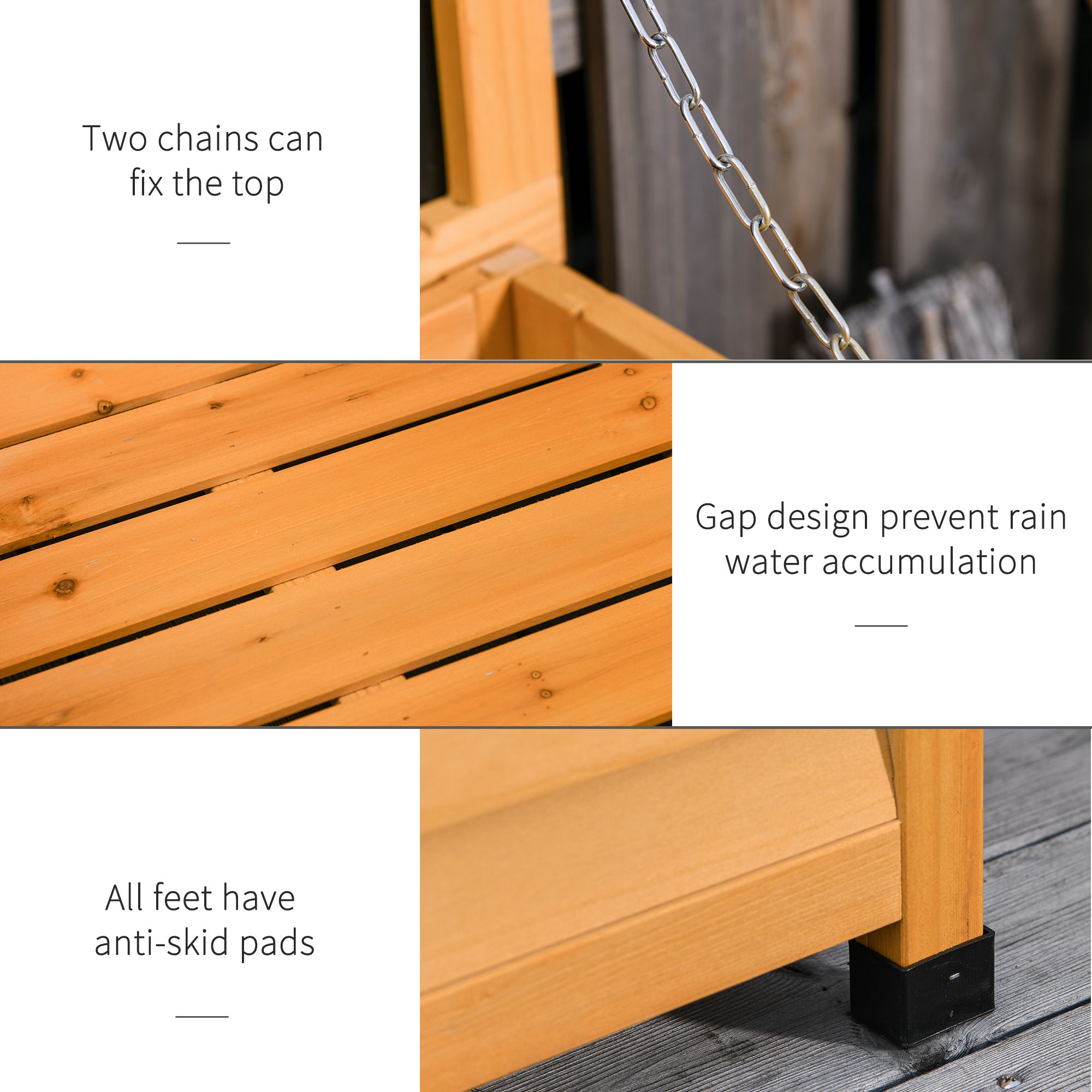 75 Gallon Wooden Storage Box patio Deck Box Bench, Garden Backyard Outdoor Storage Container with Aerating Gap & Weather-Fighting Finish, Yellow - Image 3