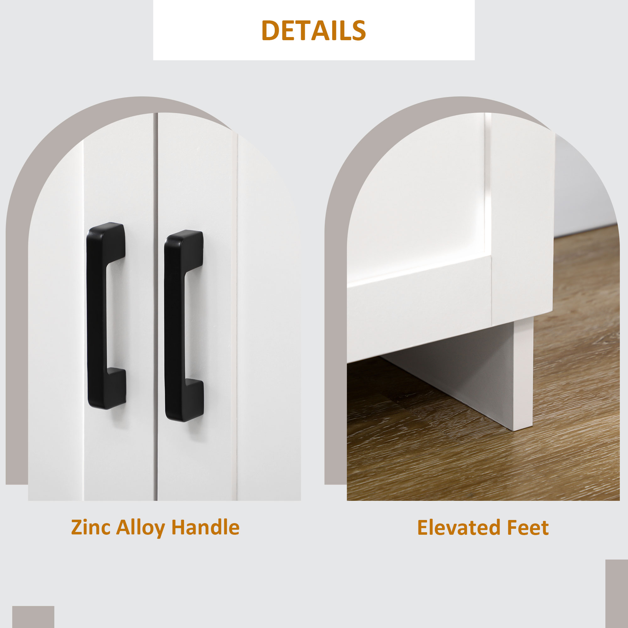 Modern Sideboard Cabinet with Adjustable Shelves, 3 Doors for Modern Kitchen & Dining Room, Ideal for Homeowners, White - Image 4