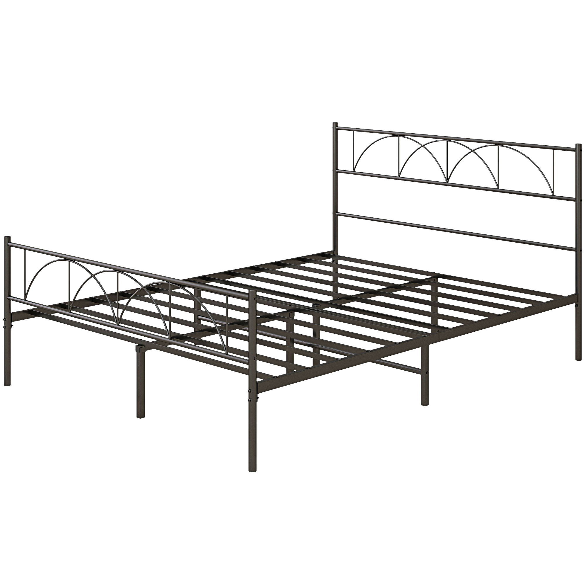 Metal Queen Platform Bed Frame with Headboard, Steel Slat Support, Underbed Storage, No Box Spring Needed, Easy Assembly