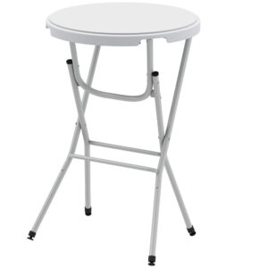 31.5" Bar Height Patio Table, Outdoor Bar Folding Table with HDPE Top, Locking Steel Legs for Party, Camping, White