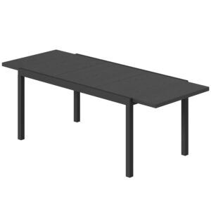 Expandable Patio Dining Table for 8-10 People, 60.6"/84.3" Aluminum Outdoor Dining Table with Adjustable Foot Pads