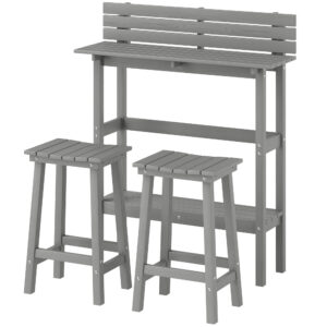 3 Piece Patio Bar Set with 43"H Bar Table and 2 Bar Stools, for Balcony, Backyard, Porch