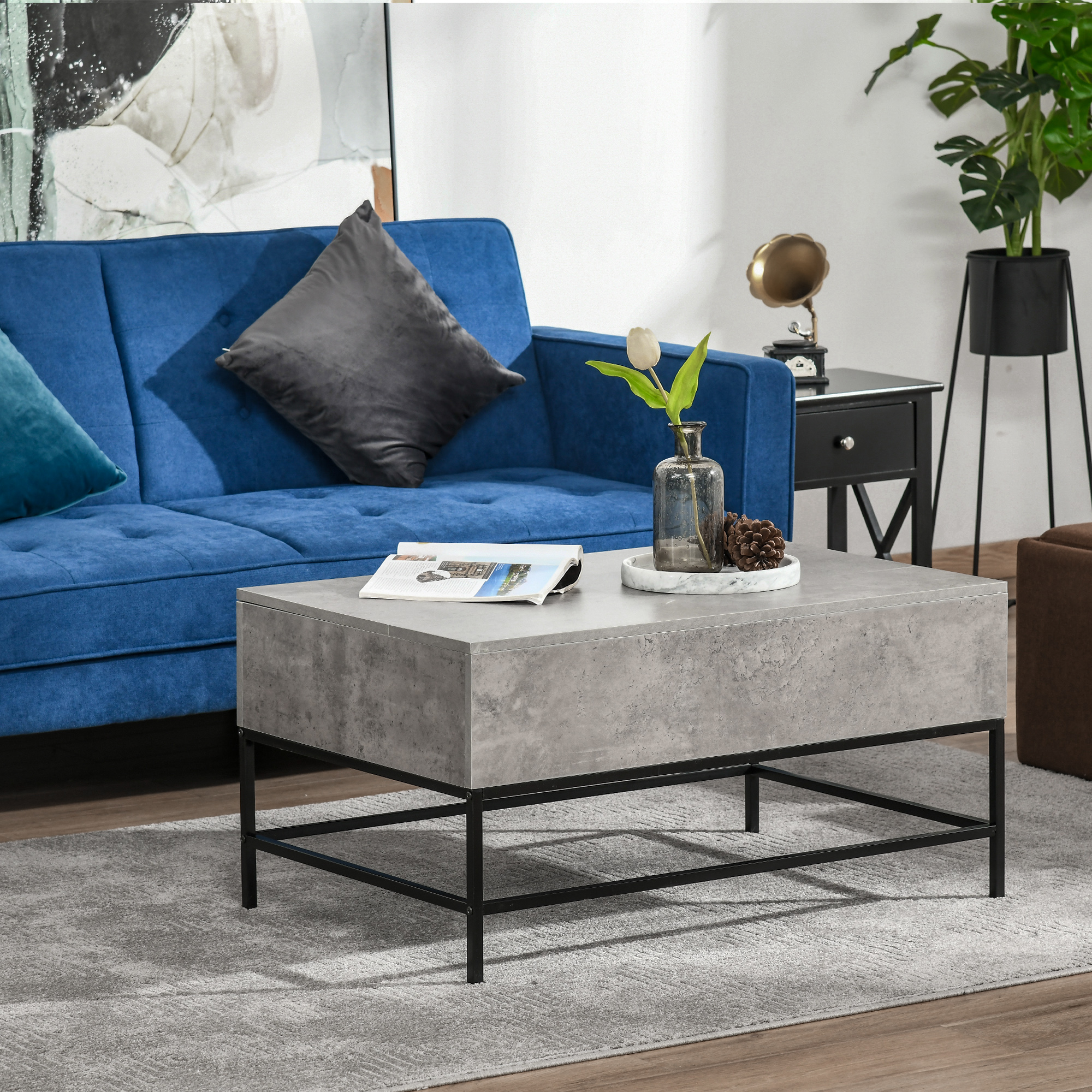 Lift Top Coffee Table with Hidden Storage Compartment Lift Tabletop Center Table for Living Room, Grey - Image 5