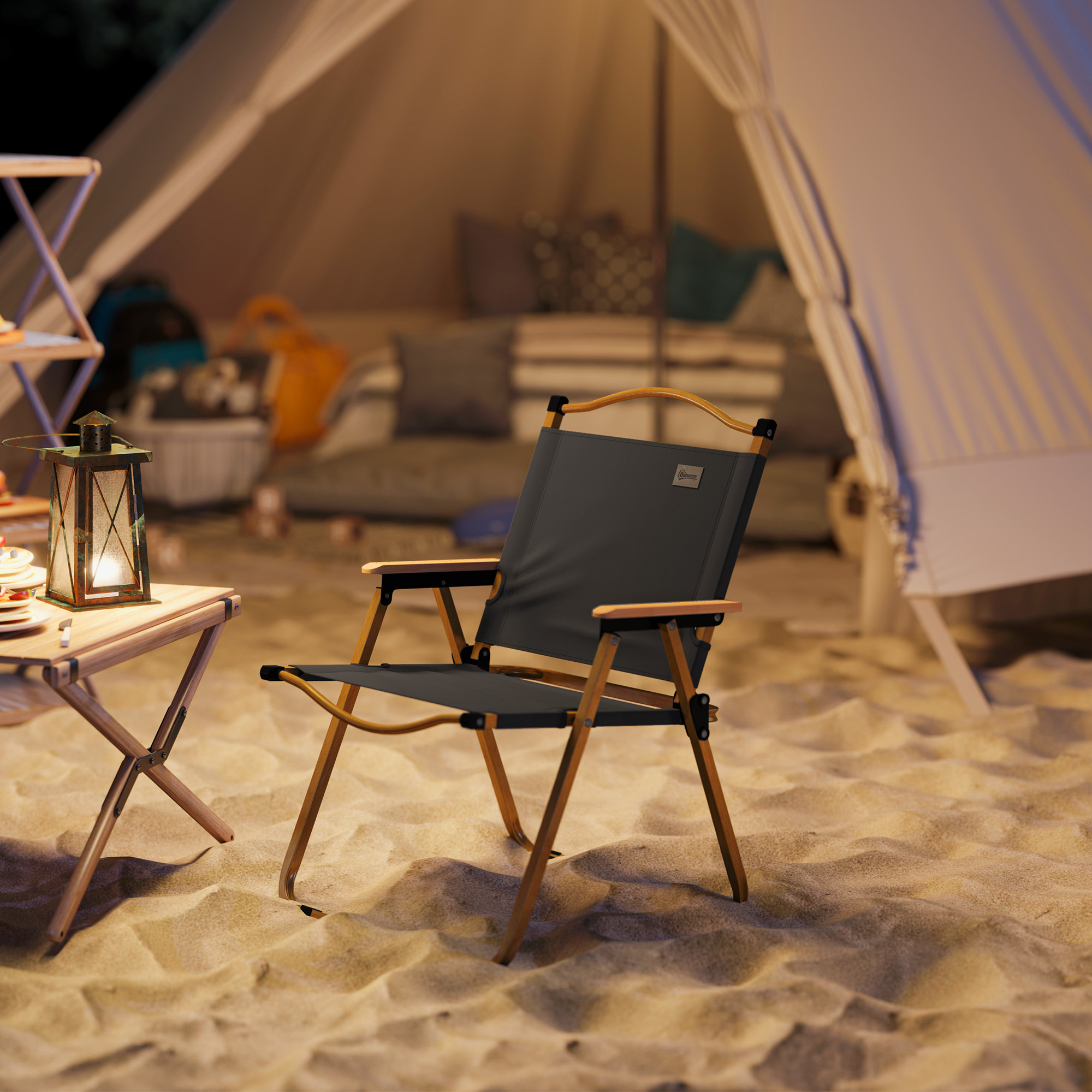 Camping Chair, Lightweight Folding Chair, Portable Armchair, Excellent for Festivals, Fishing, Dark Grey - Image 6